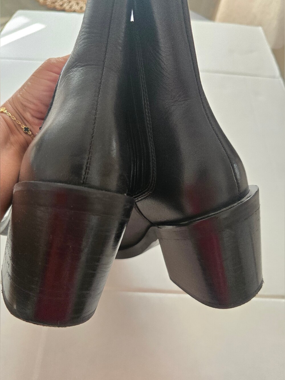 Zara Pointed Toe Leather Cowboy Bootie Size 9 - Picture 12 of 12